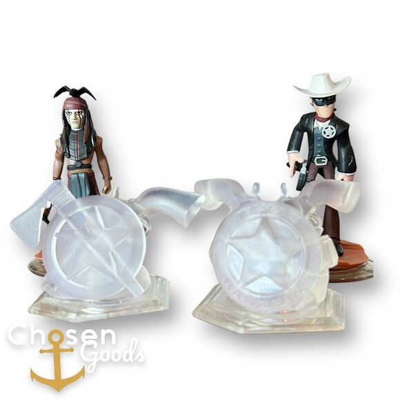 Disney Infinity Lone Ranger Character Figures Lot Lone Ranger Tonto & 2 Crystals - Picture 1 of 5